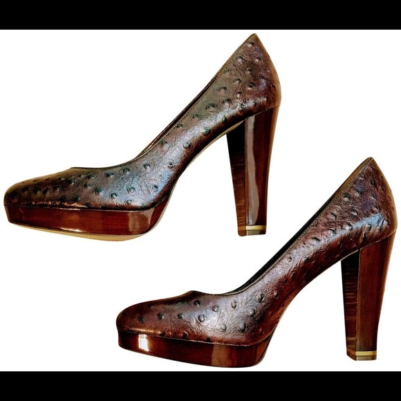 Banana Republic Shoes - Brown Ostrich Leather Platform Pumps